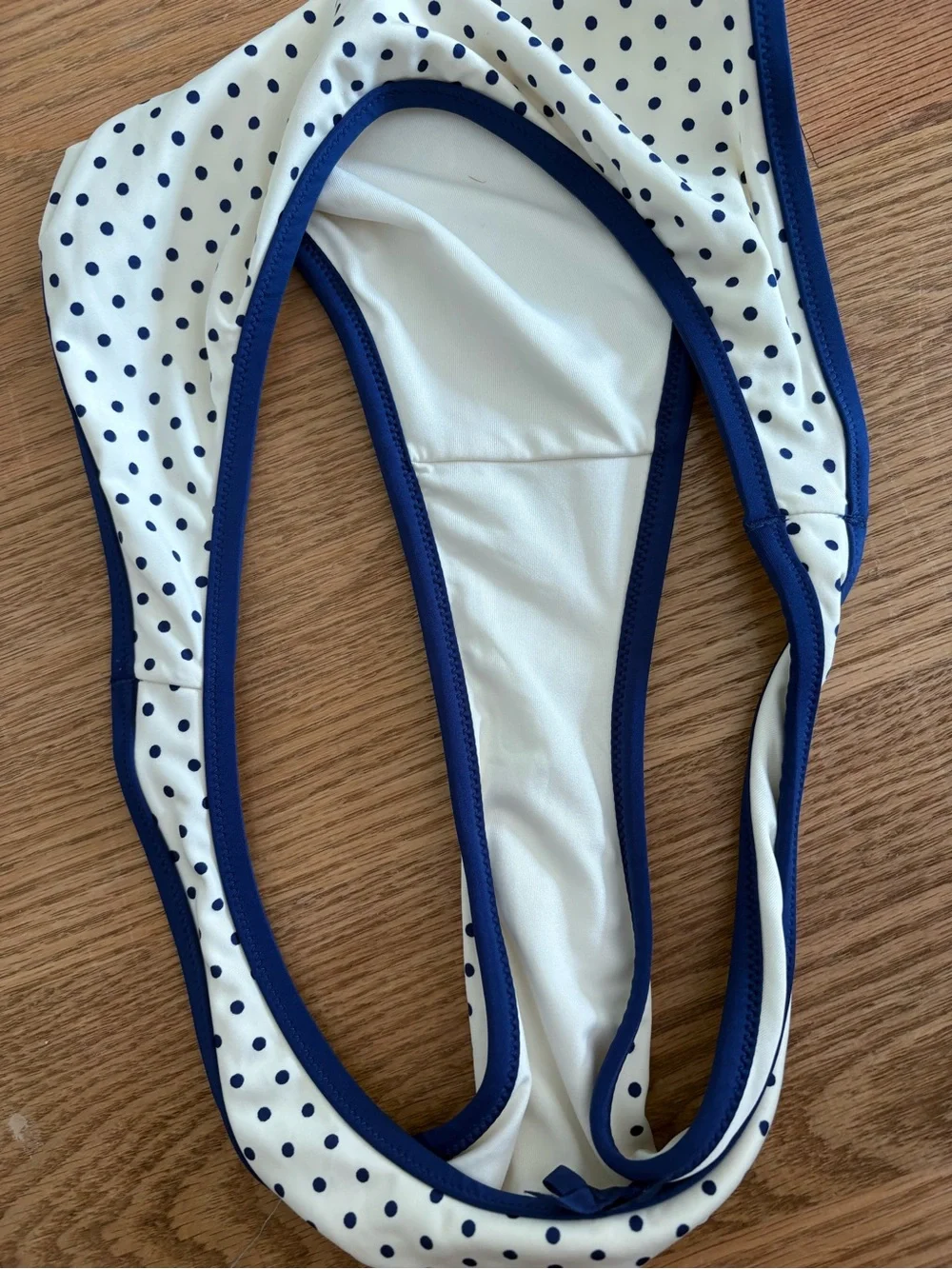 Frankie's Bikinis Cream and Navy Polka Dot Two-Piece Bikini
